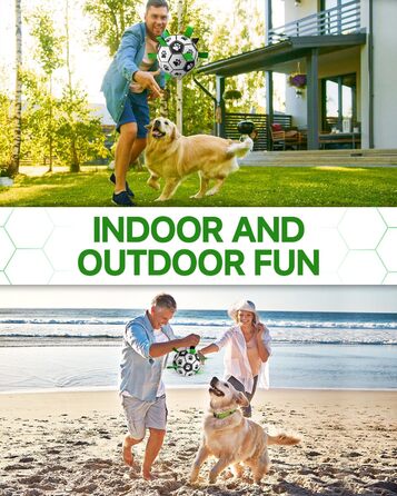 Interactive Dog Toy, Football with Gripping Flanges, Durable Dog Balls for Small and Medium Breeds, Water Toy, Suitable for Indoor and Outdoor Use