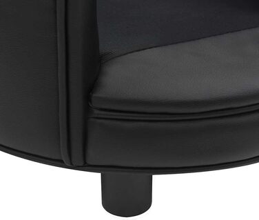 Диван для собак VidaXL, чорний, 48x48x32 см, плюш, штучна шкіра