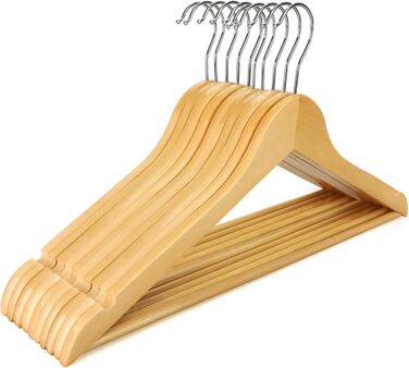 Дерев'яні вішалки для одягу з зачіпками для спідниць та штанів, 360° обертання, 20 шт. (білі)