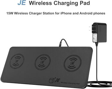 Бездротовий зарядний пристрій 3 в 1 Ladepad, 15W, для Apple iPhone 16/15/14/13/12/Pro/Max, AirPods, чорний (з адаптером)