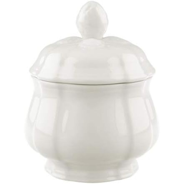 Villeroy & Boch Manoir Sugar Bowl, 200 ml, Height: 6.5 cm, Premium Porcelain, White