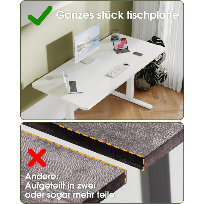 Flamaker Adjustable Height Desk - 140x60cm Electric Standing Desk with Memory & USB Charging (White)