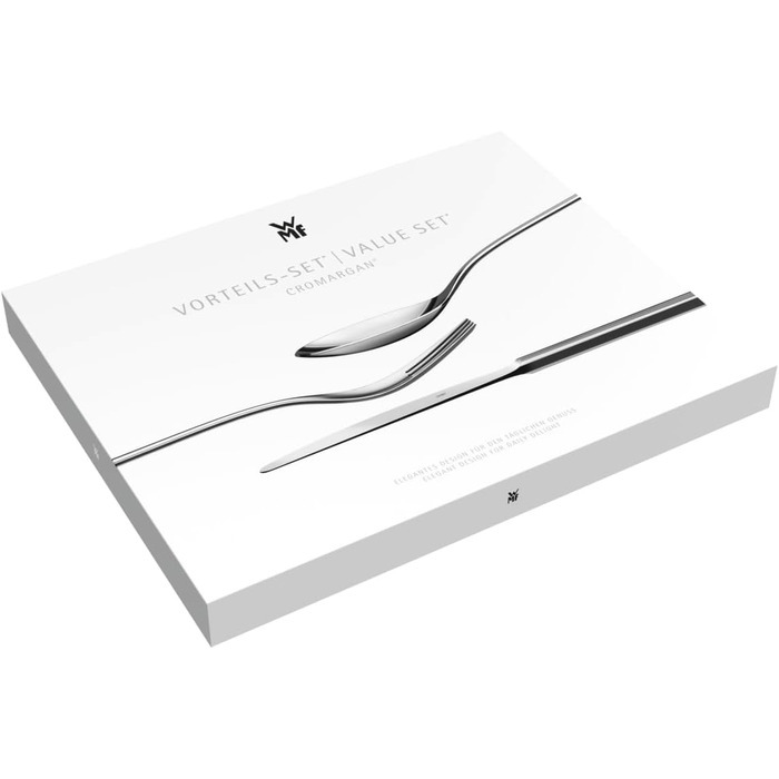 WMF Tavira Cutlery Set, 12 Place Settings, 60-Piece, Monobloc Knives, Polished Cromargan Stainless Steel, Shiny, Dishwasher-Safe