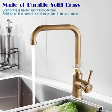 Кухонний змішувач з поворотним виливом 360° з античним покриттям з міді