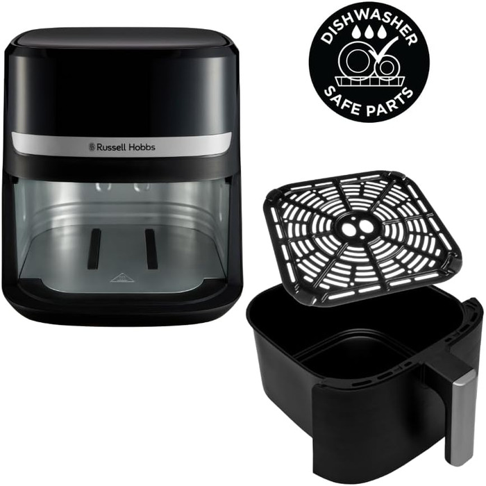 Фритюрниця Russell Hobbs Rapid AirFryer XL 5.5 л SatisFry – без олії, 9 програм, TouchScreen, чорний/сріблястий