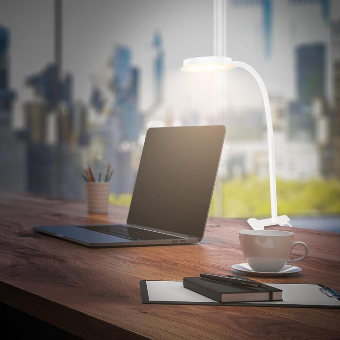 LED лампа BRILONER з торшетом, регульована яскравість, поворотна, для дому, офісу, читання, 32,5x13x40 см, (кріпиться за допомогою затискача, білий)