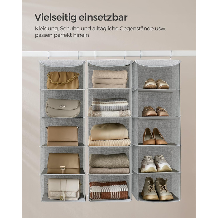 Органайзер для шафи SONGMICS, вішалка для одягу, полиця-органайзер, сіра, 2 шт.