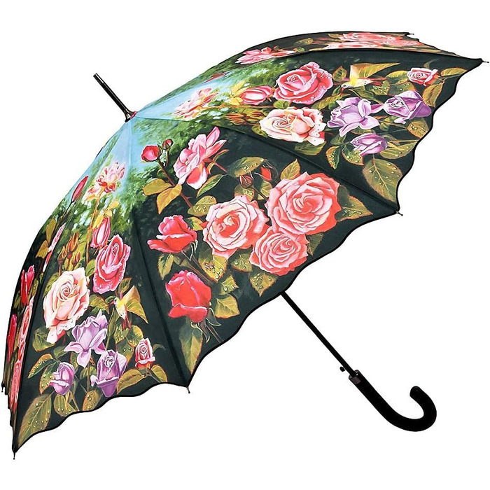 VON LILIENFELD Women's Floral Umbrella - Automatic Open, Windproof, Sturdy Stick Umbrella for Garden & Outdoor Use
