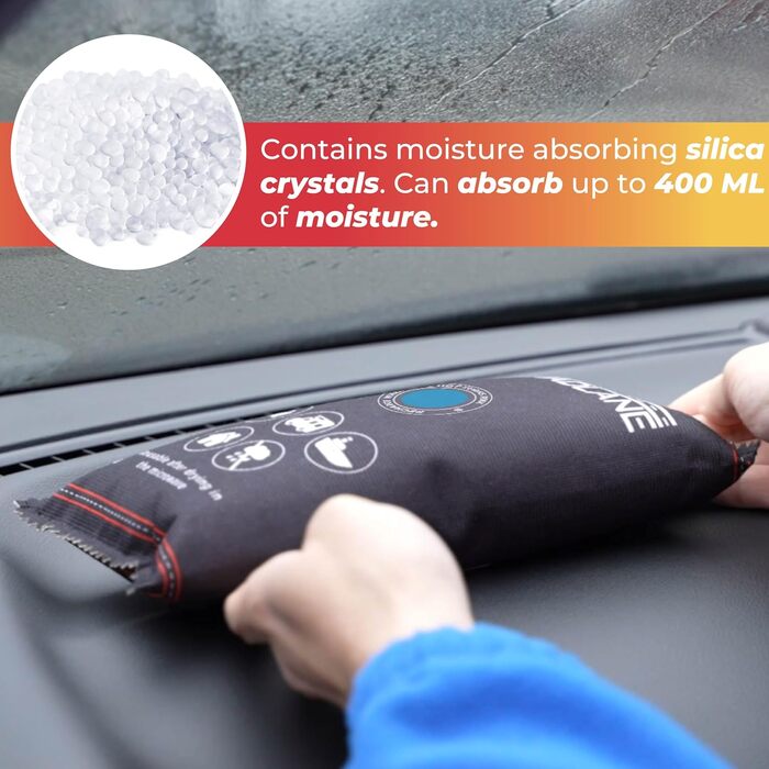 GADLANE Auto Dehumidifier 1kg 2 Pack - XL Large Reusable Moisture Absorber for Car with Anti-Slip Mat - Car Dehumidifier Removes Condensation for Windshield, Home