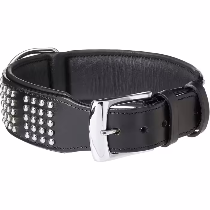 Nobby Leather Collar VINTO, black 60 cm (53-58 cm), 50 mm, 1 piece
