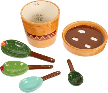 Cabilock 1 Set Cactus Measuring Spoons Porcelain Cooking Measuring Spoons Made of Porcelain Cactus Figurine Measuring Measuring Spoons for the Kitchen Cactus Measuring Cacti Gifts Baking Kitchen Measuring Flour Ceramic