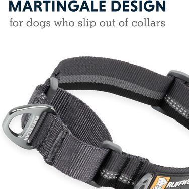 Нашийник для собак Ruffwear Web Reaction, регульований, з алюмінієвим кільцем V-подібної форми та бічною відкриваністю, зручний, світловідбиваючий, сірий (Basalt Grey), 11'-14'