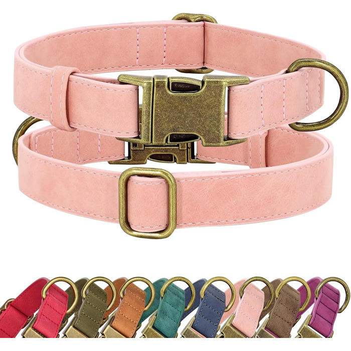 Лідяний нашийник для собак Didog: міцний, з металевою застібкою, регульований, для середніх та малих собак, рожевий (13-21 см)