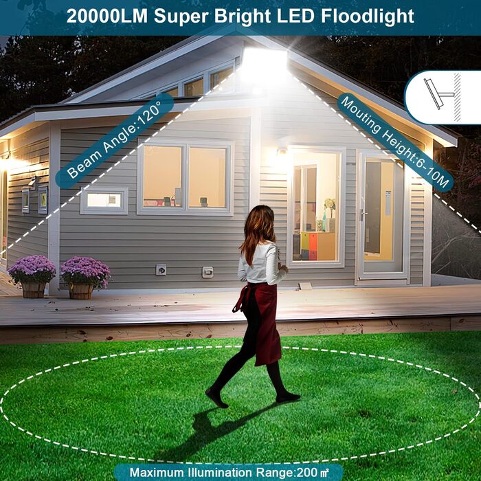 LED прожектор YIQIBRO для вулиці 50Вт, 2шт, 5000Лм, 7000K холодне біле світло, IP67 водонепроникний, зовнішнє освітлення для саду, гаража, двору, тераси