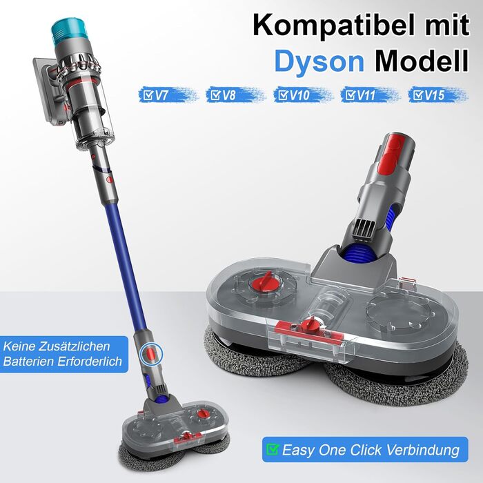 Насадка для пилососа Dyson V7/V8/V10/V11/V15 ZOBMIO з баком для води та миючими мітпами