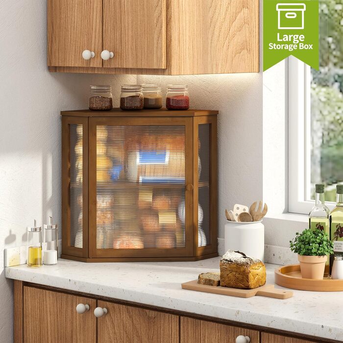 Браун Box Eck-Brotkasten для кухні, на стільницю, двошаровий, бамбук, чорний, великий об'єм