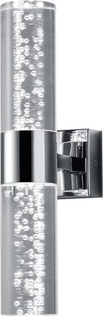Trio Leuchten LED Bathroom Wall Light Bolsa 282410106, Chrome, Clear Acrylic with Bubbles, 3.2 Watt (2-Light Wall Light)