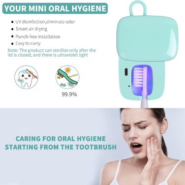 Toothbrush Covers, Portable Toothbrush Holder with Cleaning Light, Rechargeable Travel Toothbrush Box with Holder for Home and Travel or Business Trips (White) (Blue)