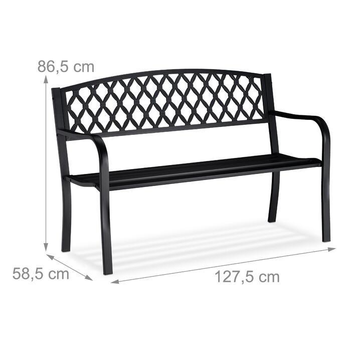 Relaxdays Metal Garden Bench with Wicker Pattern