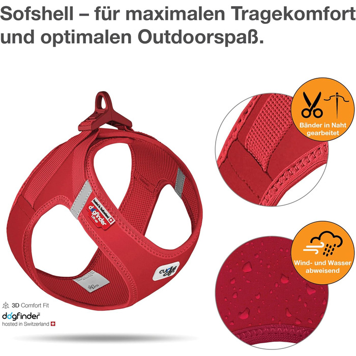 Шлейка для собак Curli Clasp Softshell, червона, розмір 2XS