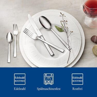 Villeroy & Boch – Victor Tableware Set, 30-Piece, Cutlery Set for 6 People, Dishwasher-Safe, Stainless Steel, Knives, Forks, Spoons, Dinnerware Set, 30-Piece Stainless Steel Cutlery Set, Single
