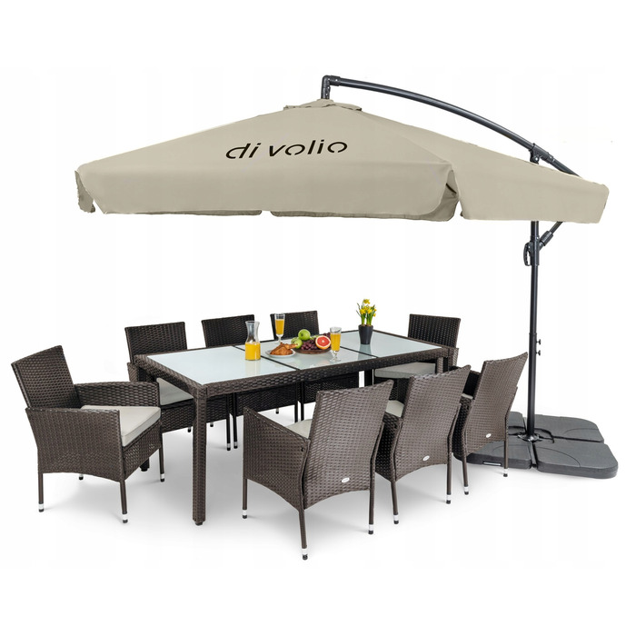 Садова парасолька з підставкою Di Volio DV-023GU Empoli, 300x250 см, бежева