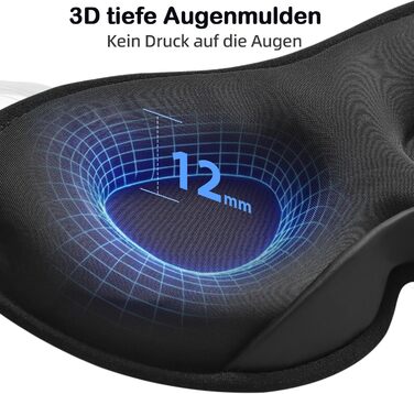 Маска для сну Innelo з утяжелителем, 3D анатомічна, чорна - повна блокада світла, для комфортного сну та подорожей, 130г