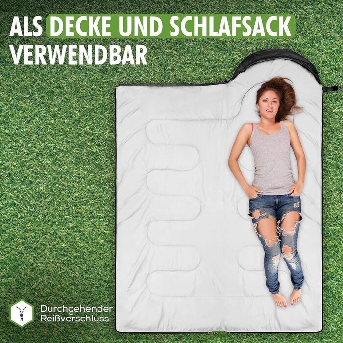 Спальний мішок 210 x 75 см - ковдровий, 3-4 сезони, для відпочинку на природі, кемпінгу, подорожей, гірських хат. Легкий, портативний, чорний, з сумкою для перенесення.