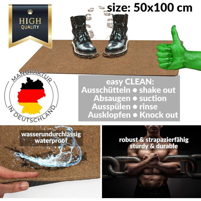 Килимок для дому ANRO: міцний, водонепроникний, для входу, порогу, кухні, спальні. Розмір 40x60 см, матеріал - кокос