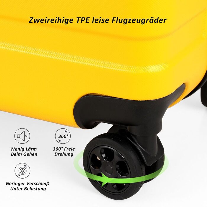 Набір валіз TANTOMI 3 шт. з ABS, коліщатками, для подорожей, 20/24/28 дюймів (Mango, ручна поклажа (M))