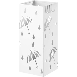 WOLTU Iron Umbrella Stand with Water Tray - 20x20x49cm - 4 Hook Design