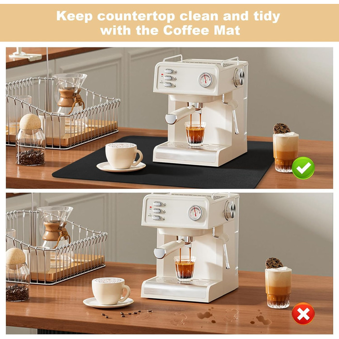 Килимок для кавомашини Kaffeematte, швидковисихаючий, чорний, 44x71 см - захист від вологи для кухонних поверхонь