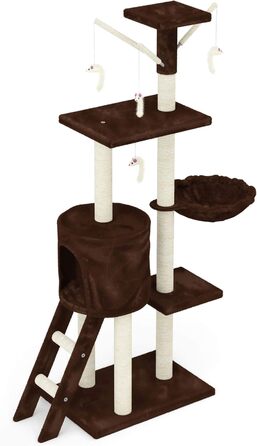 Дерев'яний кігтеточка для котів Beltom® Kratzbaum, 140 см - ігровий комплекс для котів, колір: коричневий