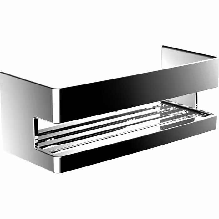 EMCO SYSTEM2 Sponge Basket, for Drilling, High-Quality Metal Shower Shelf, Shower Basket for Bathroom Utensils, Chrome, Fixed, Wall Basket