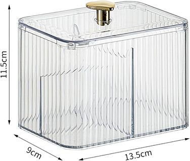 Контейнер для ватних паличок Veki з кришкою, прозорий, для ватних дисків, зубної нитки, косметики (зелений)