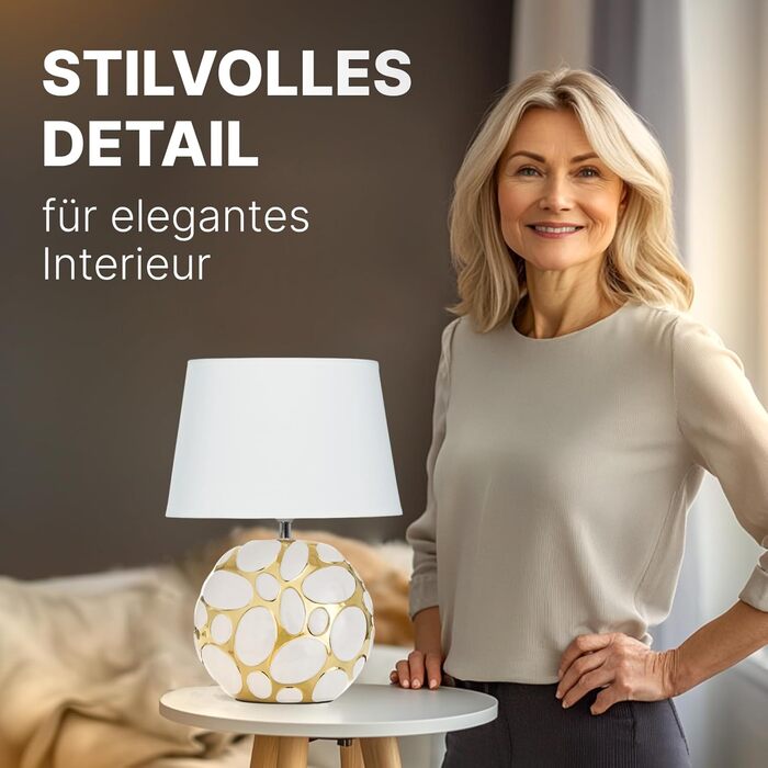 Лампа настільна ARTE LAMP Poppy LED з кабелем – Хром/Біла настільна лампа з білим текстильним абажуром для вітальні та спальні, кольору маку