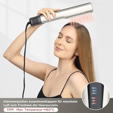 Плойка PARWIN PRO BEAUTY Ionen Air Glätteisen: без нагріву, для волосся 35-75 см, 1200W, темно-зелений (Champagnersilber Pro)