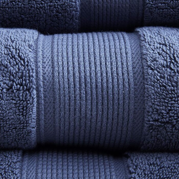 800GSM 100% Cotton Luxury Turkish Bathroom Towels, Highly Absorbent Long Oversized Linen Cotton Bath Towel Set, 8-Piece Includes 2 Bath Towels, 2 Hand Towels & 4 Wash Towels, Navy Slate Blue