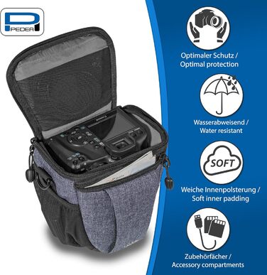 Сумка для камери Pedea: стильна модель для DSLR/SLR/System Camera з дощовиком, сіра