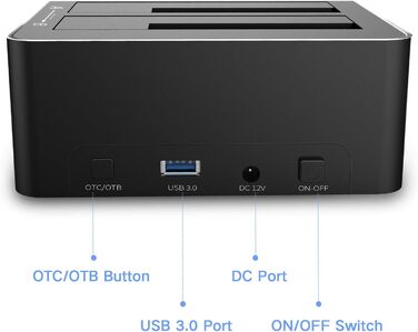 Док-станція для жорстких дисків RSHTECH з двома відсіками, USB 3.0, алюміній, підтримка 2.5/3.5