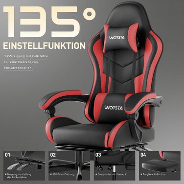 Геймерське крісло Ergonormic з підставкою для ніг та підтримкою попереку, чорно-червоне