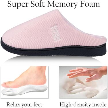 Теплі домашні тапочки Tofern для жінок та чоловіків. М'які, легкі, з піною Memory, бавовна, смугасті, неслизькі, комфортні, для осені та зими, 42/43 EU, рожеві