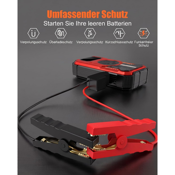 Powerbank для авто 7-в-1: Пускозарядний пристрій 7000A, Компресор 150 PSI, LED Ліхтарик, LCD Дисплей (Бензин до 10л, Дизель до 8л)