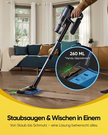 Бездротовий пилосос Vexilar V12 Akku: 50 хв роботи, 50 kPa, 450W, антизаплутування, легкий, безщітковий мотор, для твердих поверхонь, килимів, шерсті тварин, синій