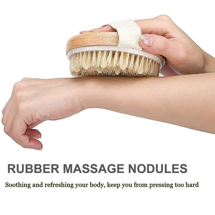 Щітка для пілінгу Uervoton, суха щітка з натуральною щетиною Tampico, для проблемної шкіри, целюліту та набряків, покращує кровообіг (з сумкою для зберігання)