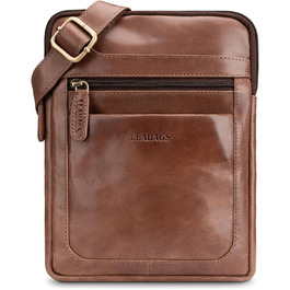 Сумка через плече LEABAGS з натуральної шкіри для чоловіків та жінок (Vintage Cognac)