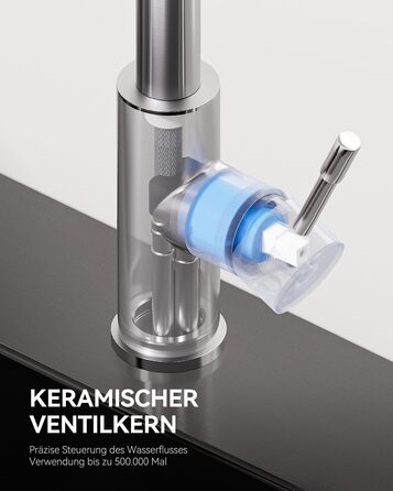 Змішувач кухонний Sofetiy висувний з душем, нержавіюча сталь, 360° поворот, одноlever, 2 режими струменя