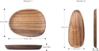 Set of 4 Serving Trays, Irregular Round Wooden Plates & Platters for Snacks, Cheese, Appetizers, Dessert, Sushi, Fruit, Salad, Wooden Serving Board