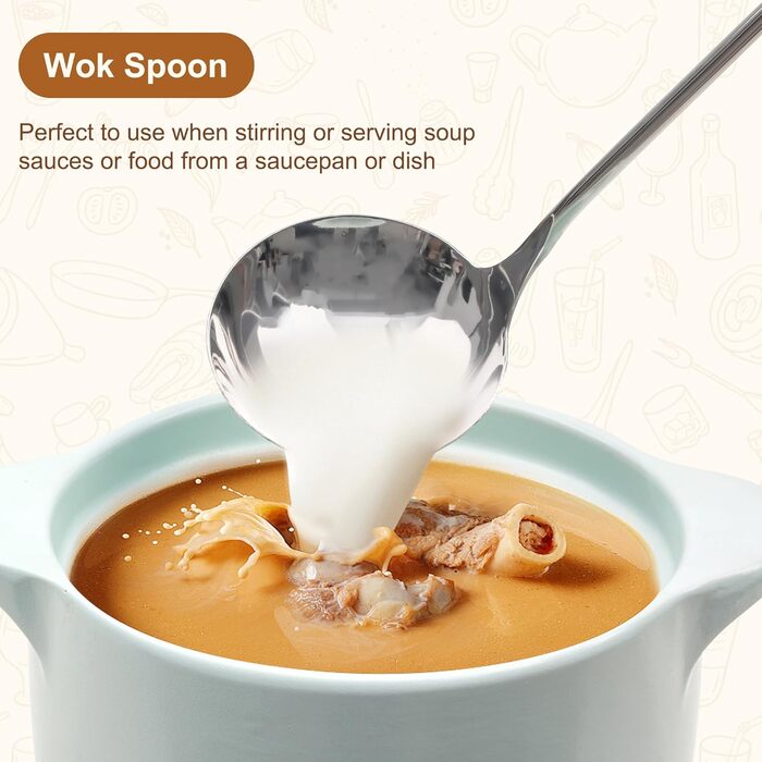 Набір кухонних лопаток та ложок Kellet з нержавіючої сталі 304, 36.2-38.1 см (4 шт., сріблястий)