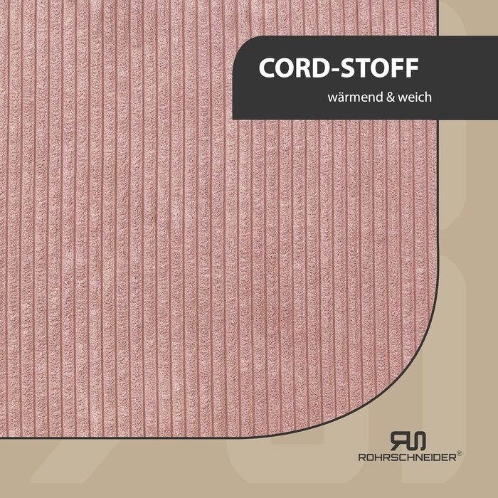 Rohrschneider Washable Dog Bed for Small and Medium-Sized Dogs with Dog Cushion Cord (approx. 70x50 cm) incl. Poop Bags (Powder Pink, Cord Fabric Wide)